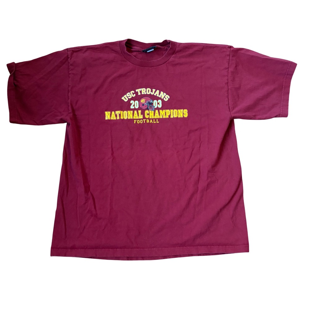 USC Trojans 2003‎ National Champions Football T Shirt Mens XXL BurgundyBurgundy